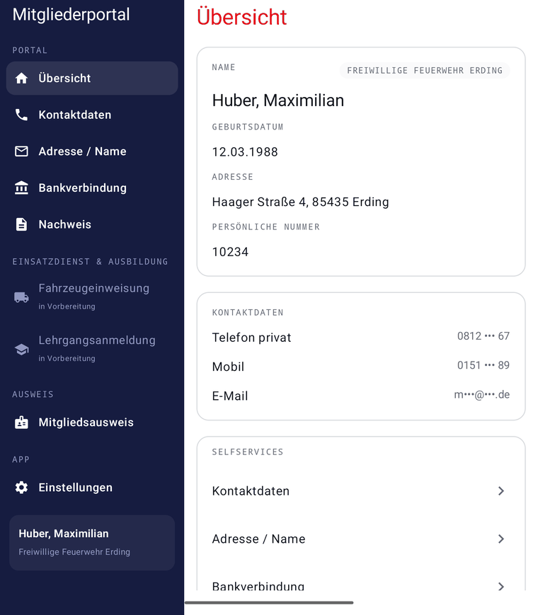 Die App auf einem aufgeklappten Foldable