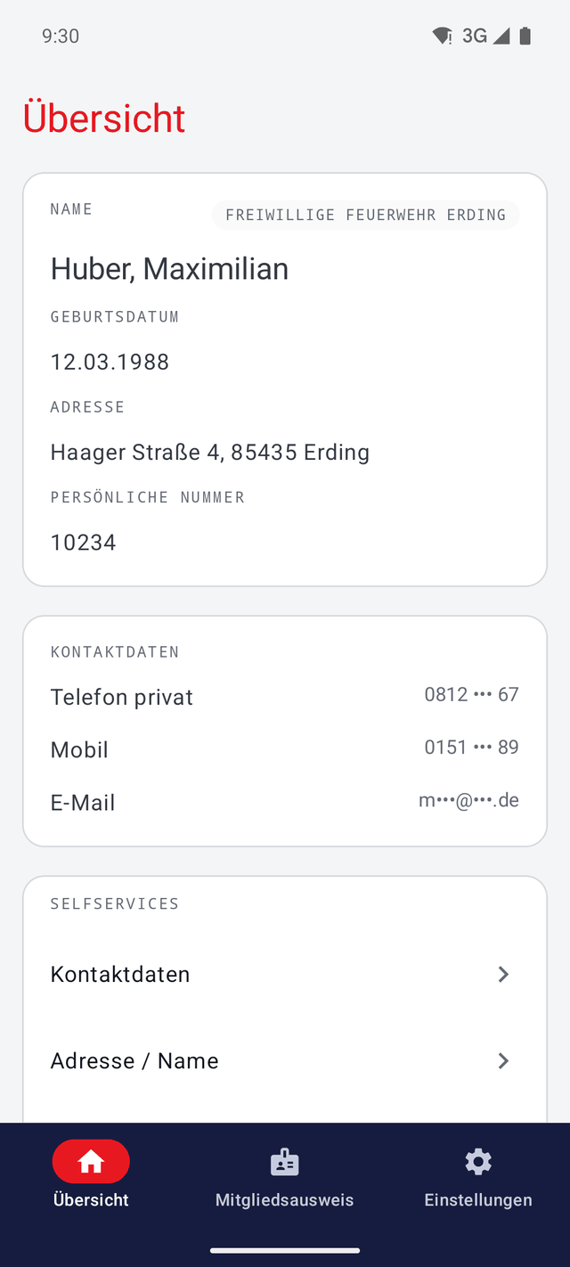 Übersicht in der App auf einem Android-Smartphone